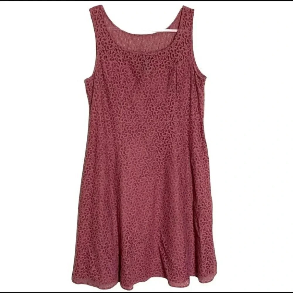 Axcess Liz Claiborne Dusty Rose Pink‎ Lace Sleeveless A-Line Dress Size 16